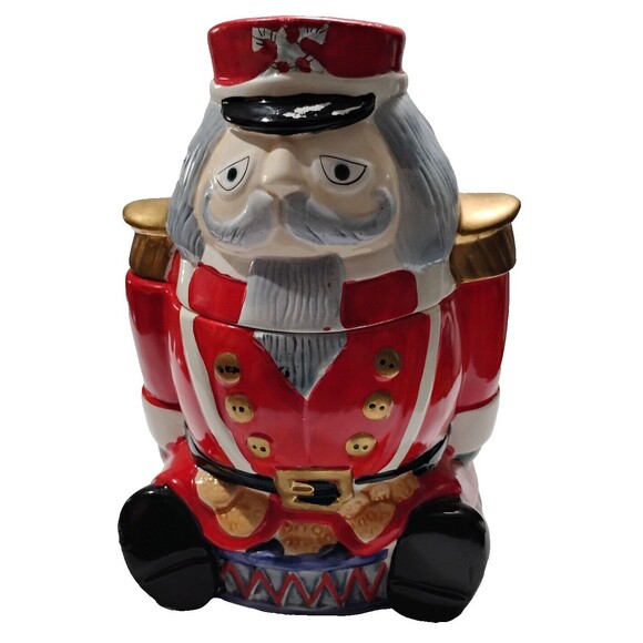 Vintage Gibson Housewares Nutcracker Christmas Cookie Jar Holiday 10" - Picture 1 of 11